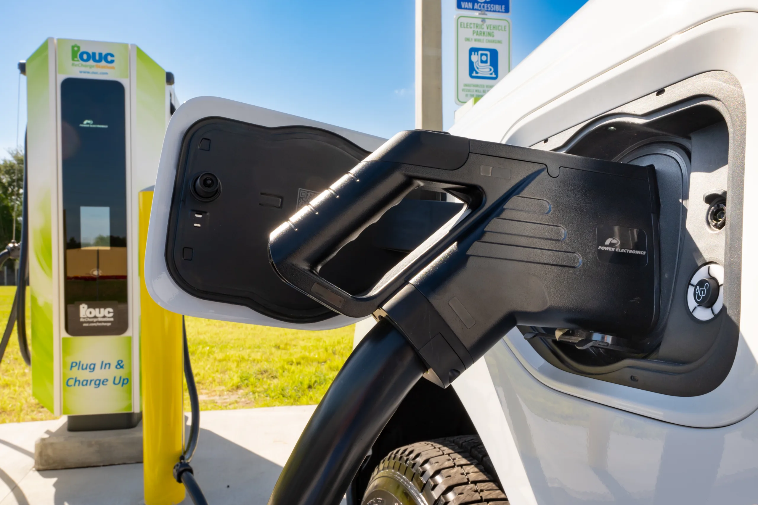 EV car at a OUC EV charging station