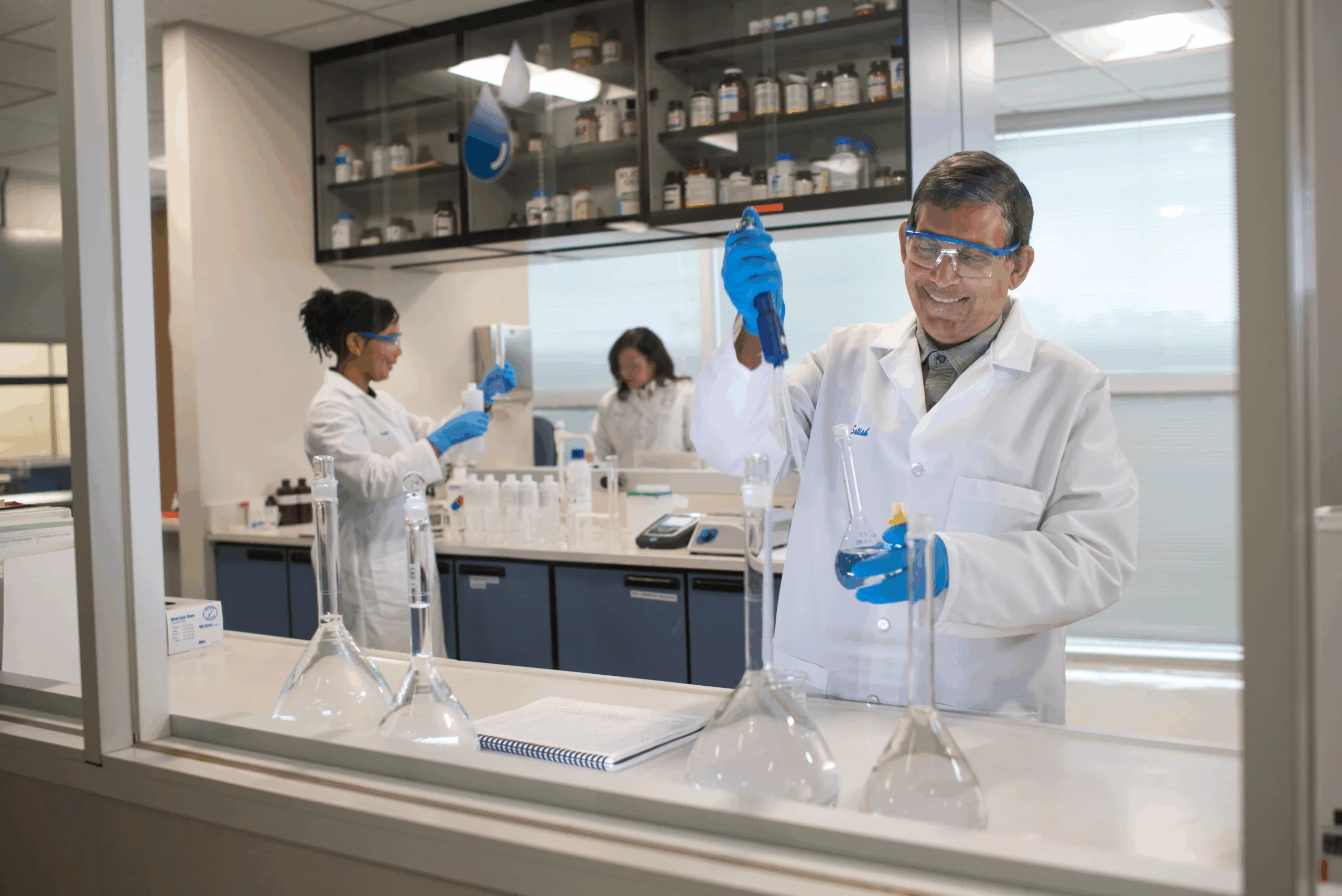 Lab technicians working in laboratory