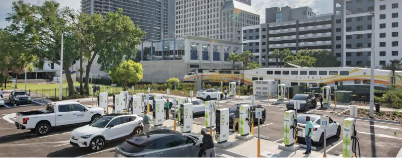 EV charging station in downtown Orlando