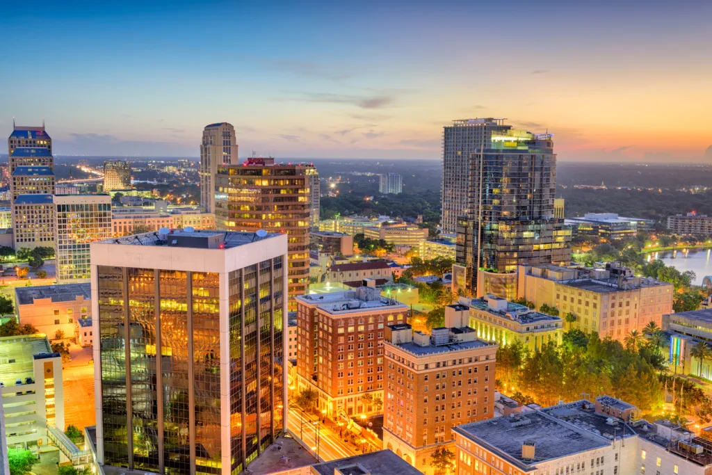 Aerial view of Orange Avenue in Downtown Orlando