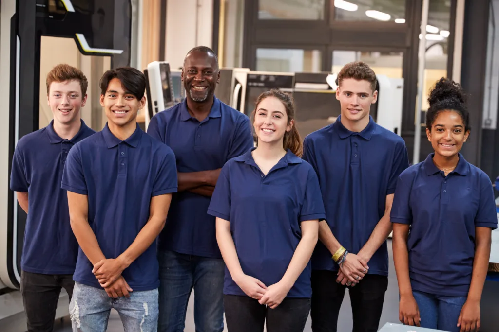 Young professionals with an instructor